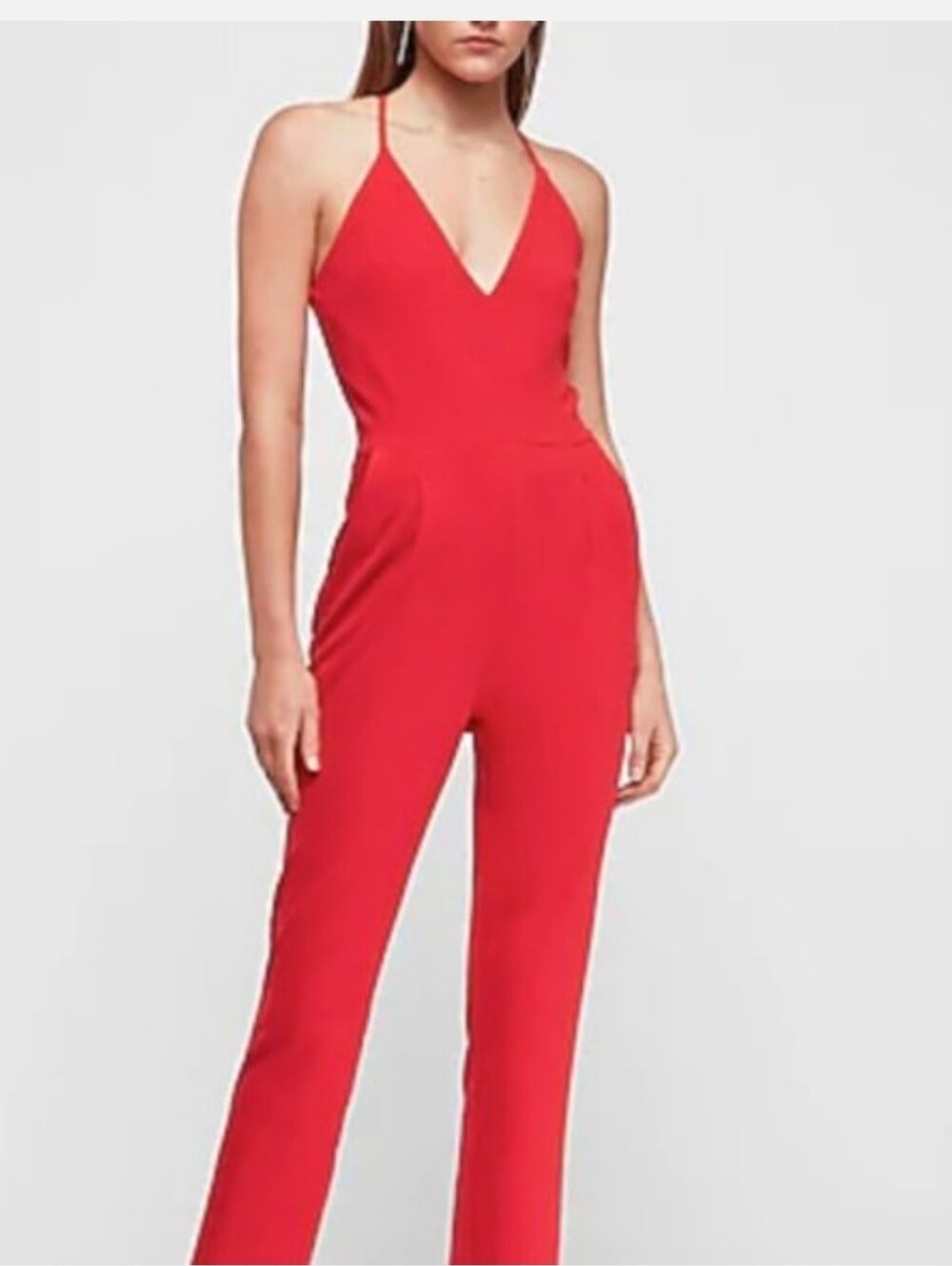 NWT Express Red V-Neck Sleeveless Jumpsuit